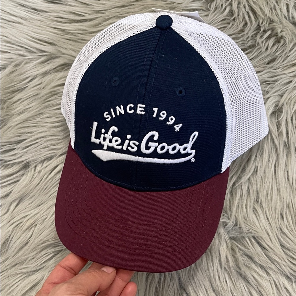 Life Is Good Navy and Burgundy Hat